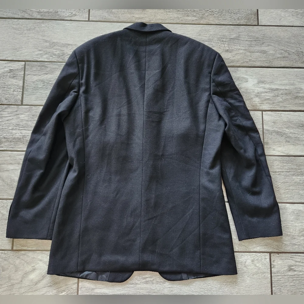 Hugo Boss‎ Black Blazer Sports Coat Jacket 40R Virgin Wool Preppy USA Made Vtg